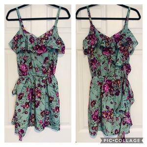 Sugarlips green floral ruffle tank dress